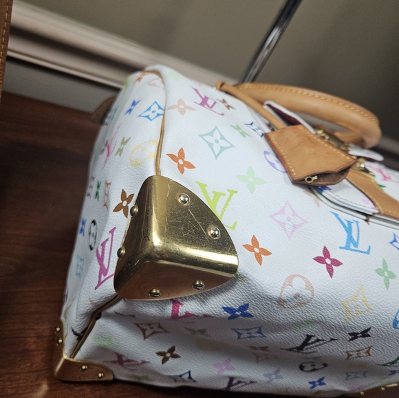 Auth Louis Vuitton Speedy 30 Multicolor White Satchel Handbag - Picture 9 of 15